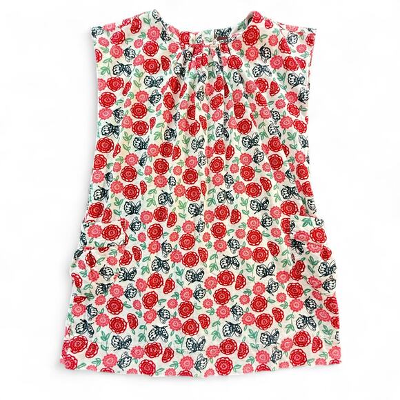 Tea Collection Lucky Butterfly Dress Girls 10 Floral Pockets Corduroy Red Pink - Picture 1 of 8